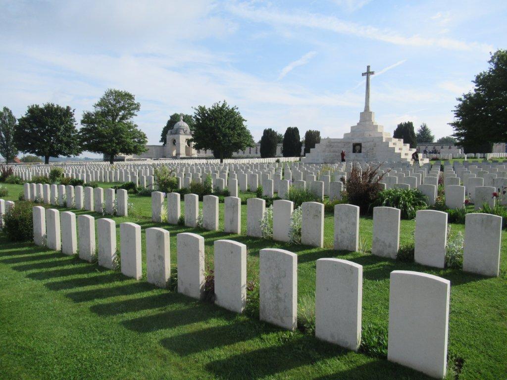 Christian, A.M. Marker in Tyne Cot Cemetery, Belgium, 2024.  Photograph by Marvin Doran